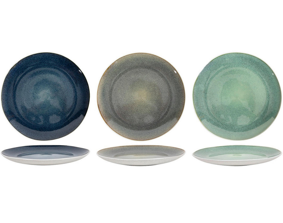 COOKINGLIFE Speiseteller Belize ø 25 cm - 6 Stück - Blau, Keramik (1/2/3cm) - Cookinglife