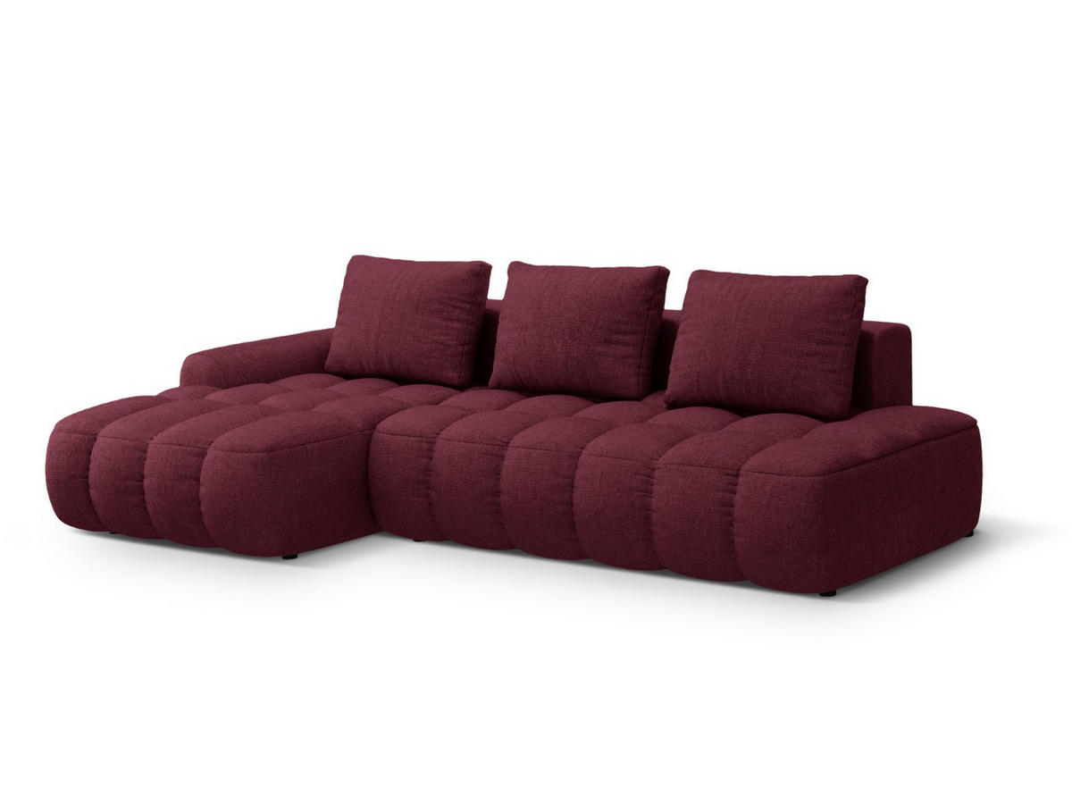 AUSKLAPPBARES-ECKSOFA links mit Container Linz aus strukturiertem Stoff burgundfarben 3 Sitzplätze - Bordeaux, Textil (142/275cm) - Cosmopolitan Design