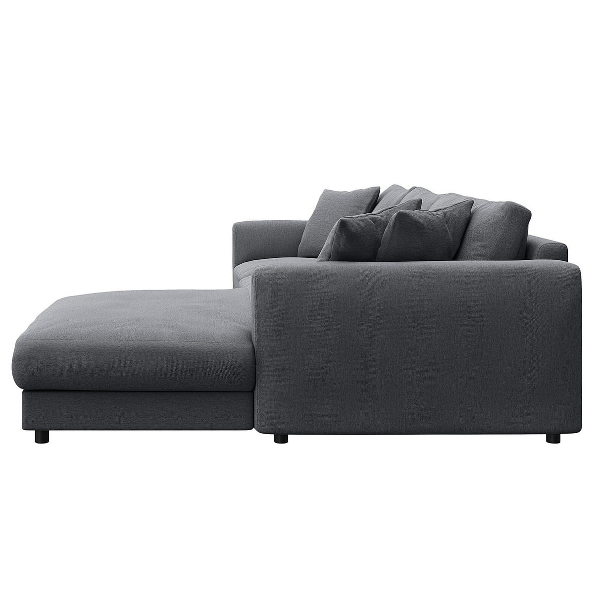 ECKSOFA mit Longchair - Schwarz/Grau, Holz/Kunststoff (286/183cm) - home24