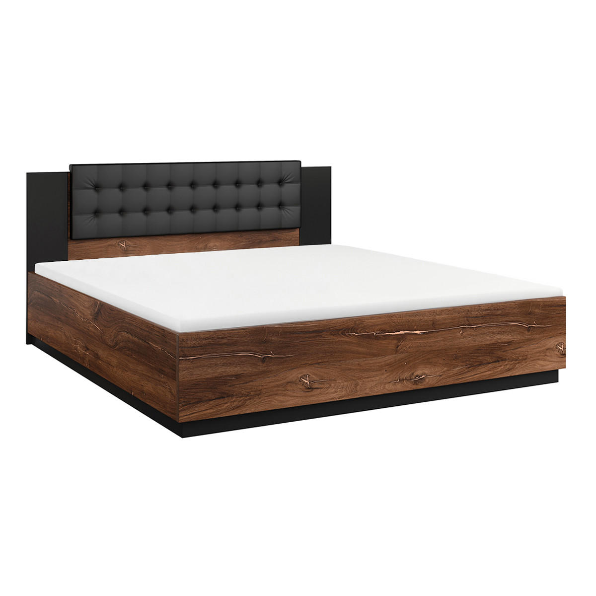 BOXSPRING POSTELJA 160/200 Alec Les in črna barva - črna, leseni material (160/200cm) - Petits-meubles