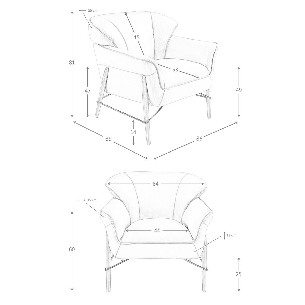 SESSEL Ledersessel Sand 86/85/81 cm - Sandfarben/Honig, Leder (86/81/85cm) - ANGEL CERDA