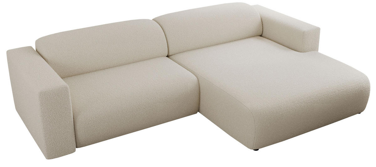 ECKSOFA PASADENA Beige Bouclé - Rechts Seite - Beige/Schwarz, Kunststoff/Textil (180/288cm) - MKS