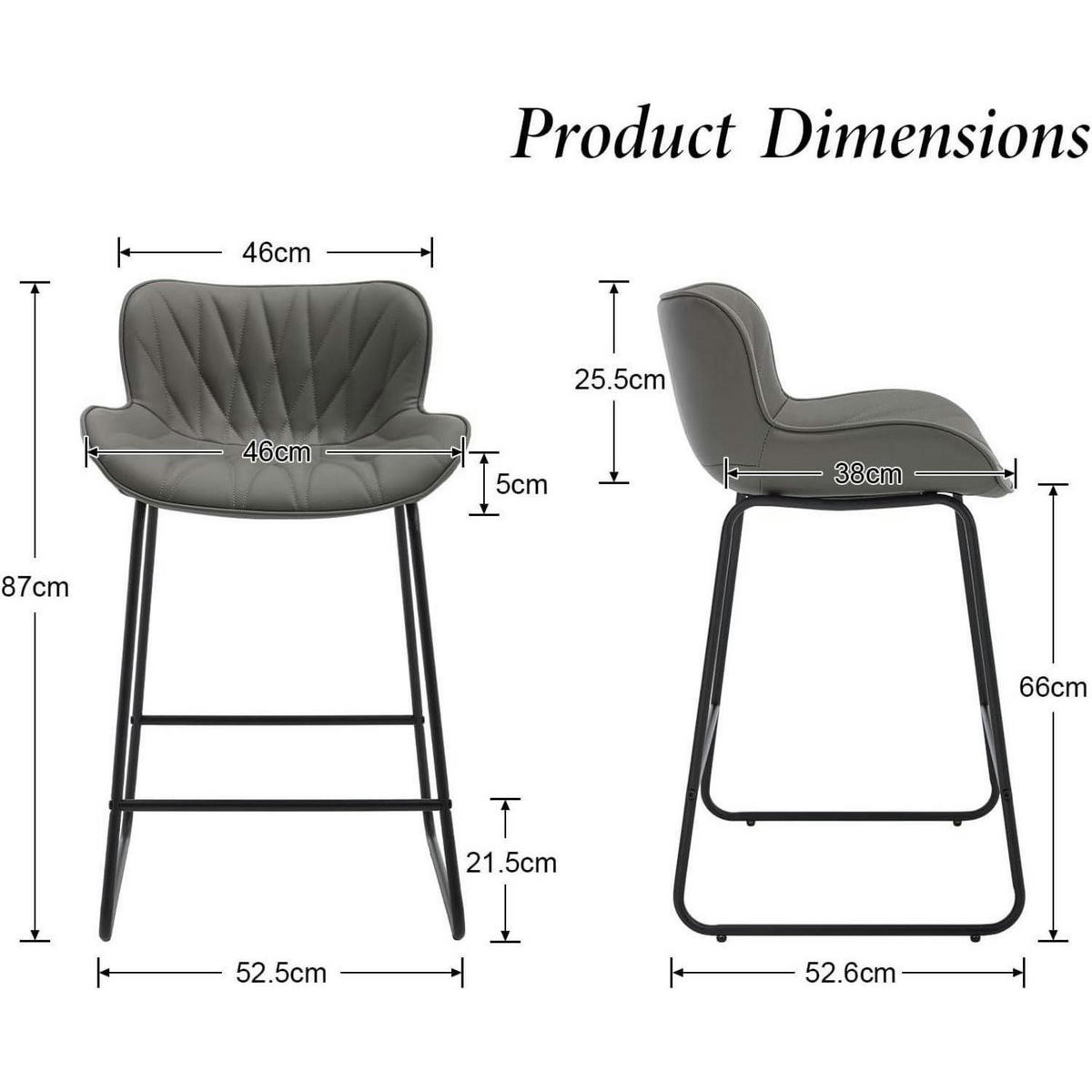 BARHOCKER 4er Set Steppdesign PU Kunstleder Grau - Grau, Kunststoff (52.6/87/52.5cm)