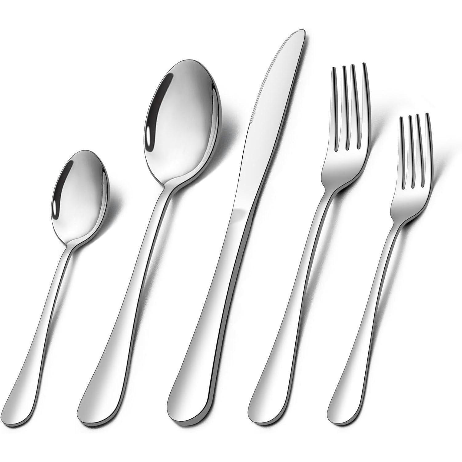BESTECKSET 30-teilig für 6 Personen Edelstahl poliert - Silberfarben, Metall