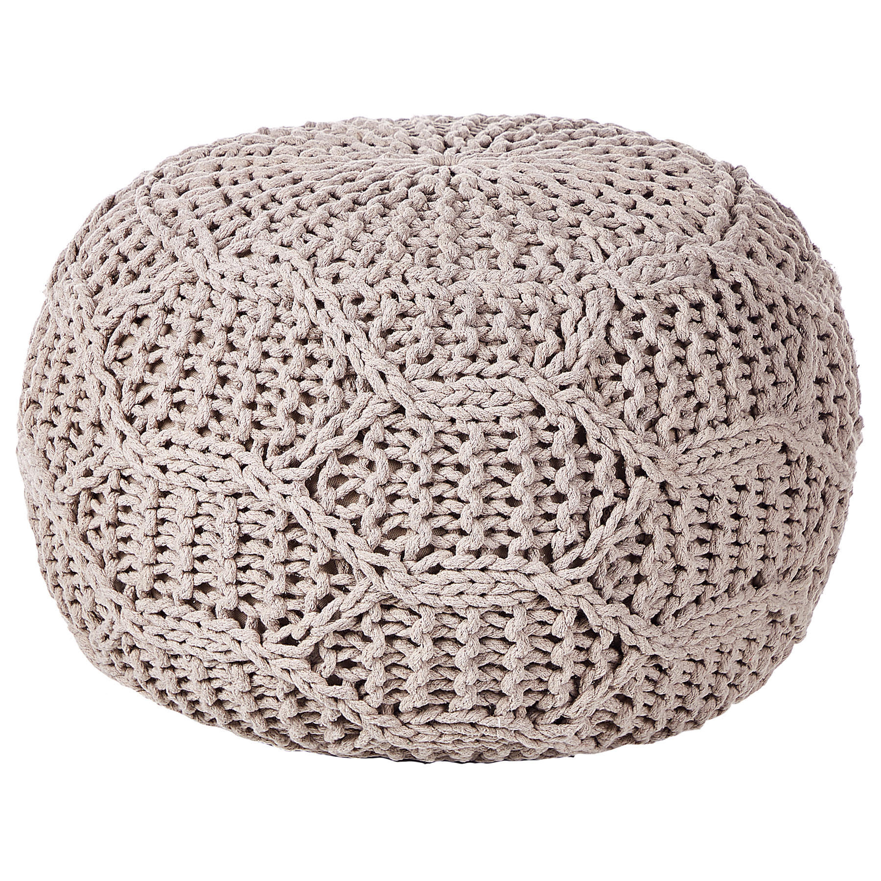 POUF Makramee Baumwolle Taupe Triman - Taupe, Textil (50/35/50cm) - Beliani