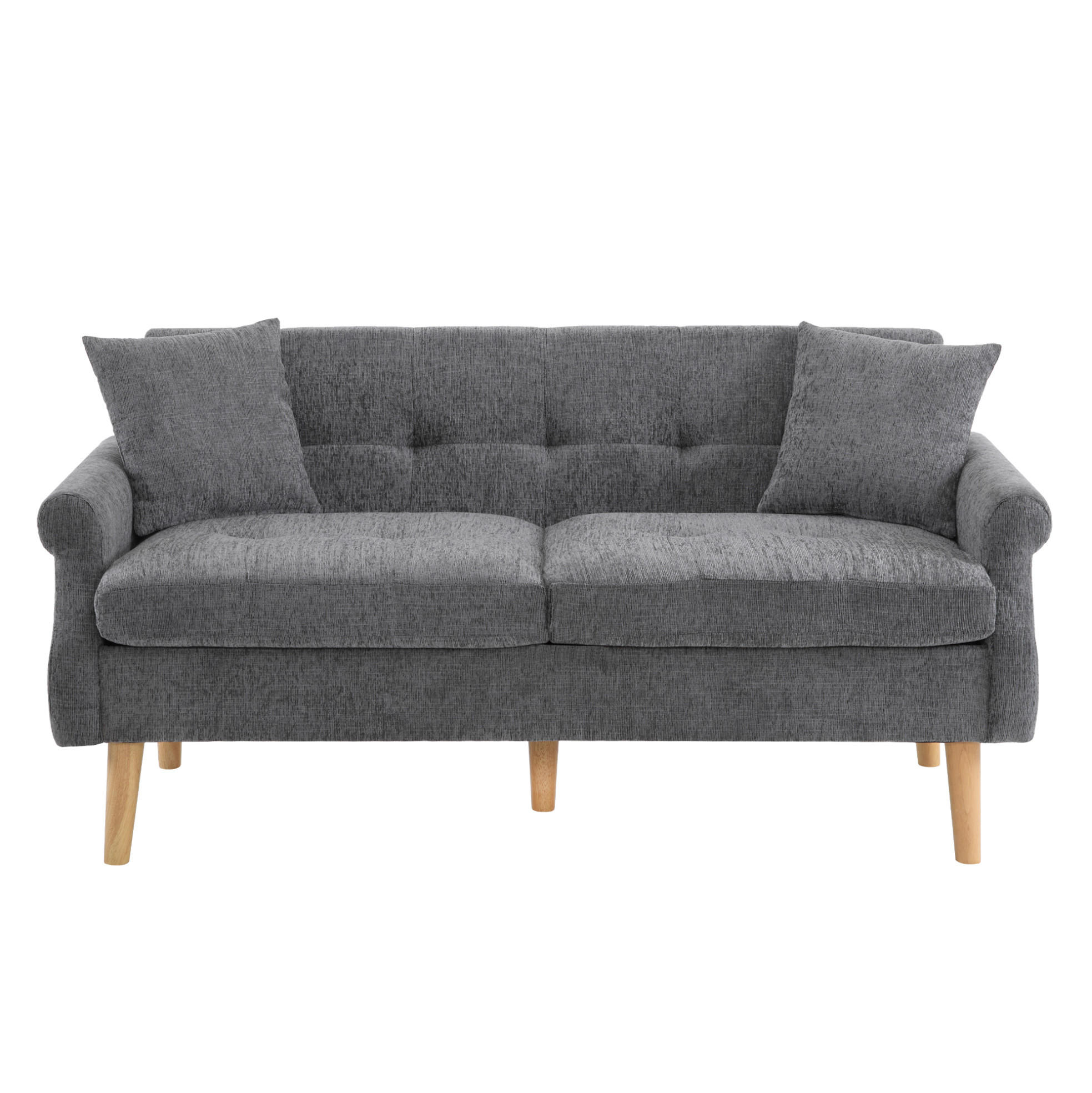 Redom DVOUMÍSTNÁ pohovka 162/74/77 cm s 15 cm sedákem a polštáři, žinylka, Šedá