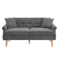 2-SITZER Sofa Chenille mit 15 cm Sitzkissen und Massivholzbeinen 162/74/77 cm Grau - Grau, Textil (77/162/74cm) - Redom