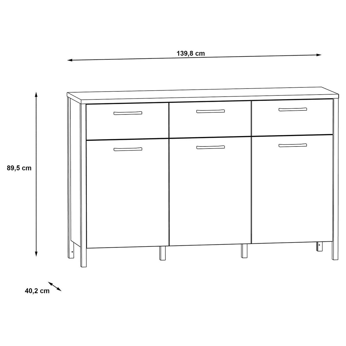 KOMMODE - Eiche Artisan Dekor / Schwarz - Schwarz/Braun, Holzwerkstoff/Kunststoff (140/90/40cm) - home24