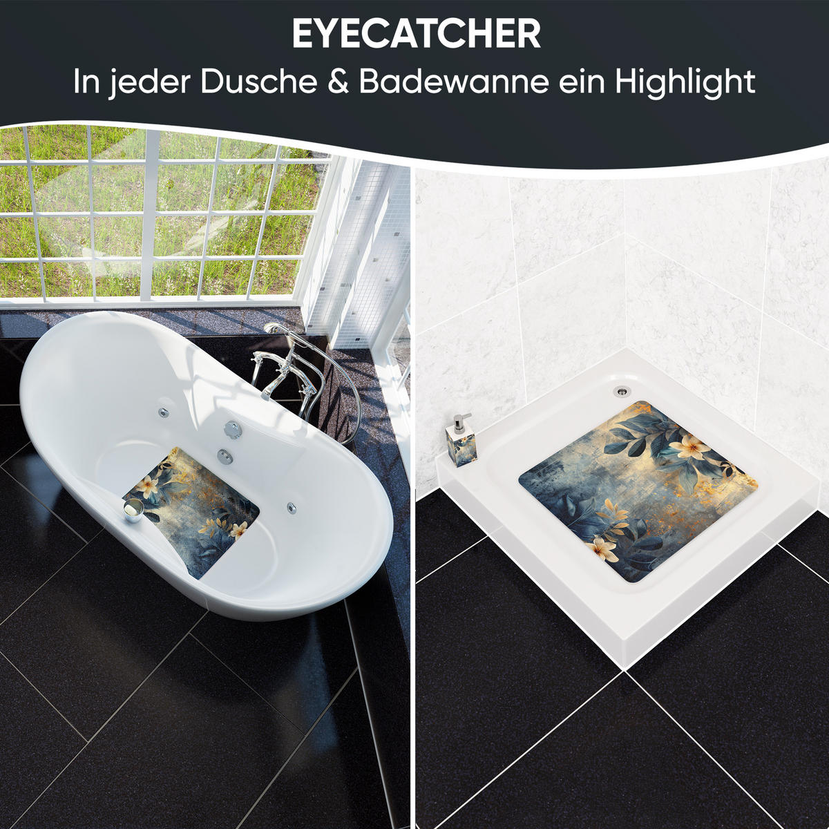 BADEMATTE Lilybud - Grün, Kunststoff (53/53cm) - Sanilo