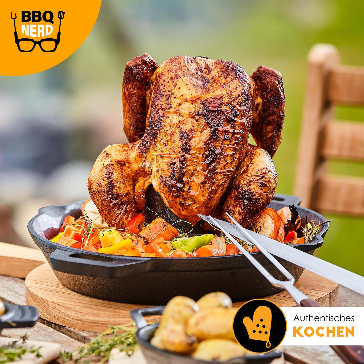 HÄHNCHENBRÄTER aus Gusseisen Ø28cm - Schwarz, Metall (29/12/29cm) - BBQ Nerd