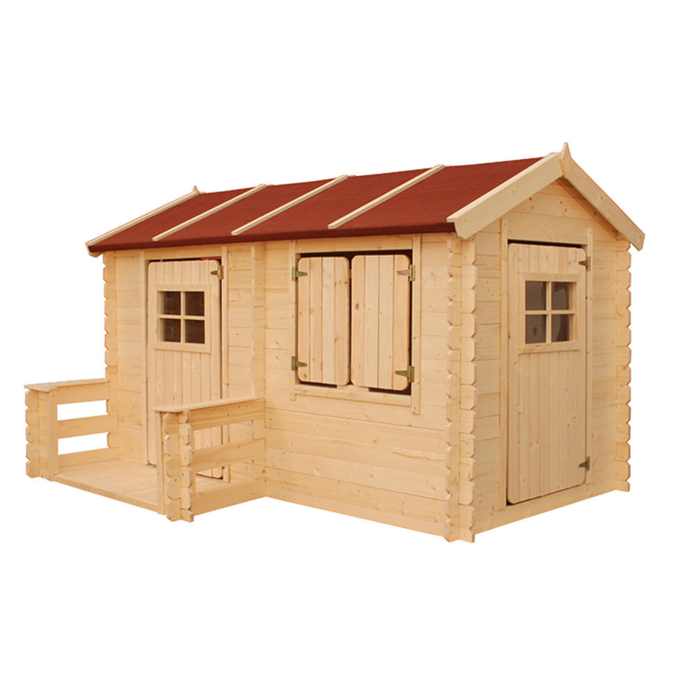 KINDERSPIELHAUS aus Holz - B178xL241xH151 cm/2,63m2 - M503 - Beige, Holz (241/151/146cm) - Timbela