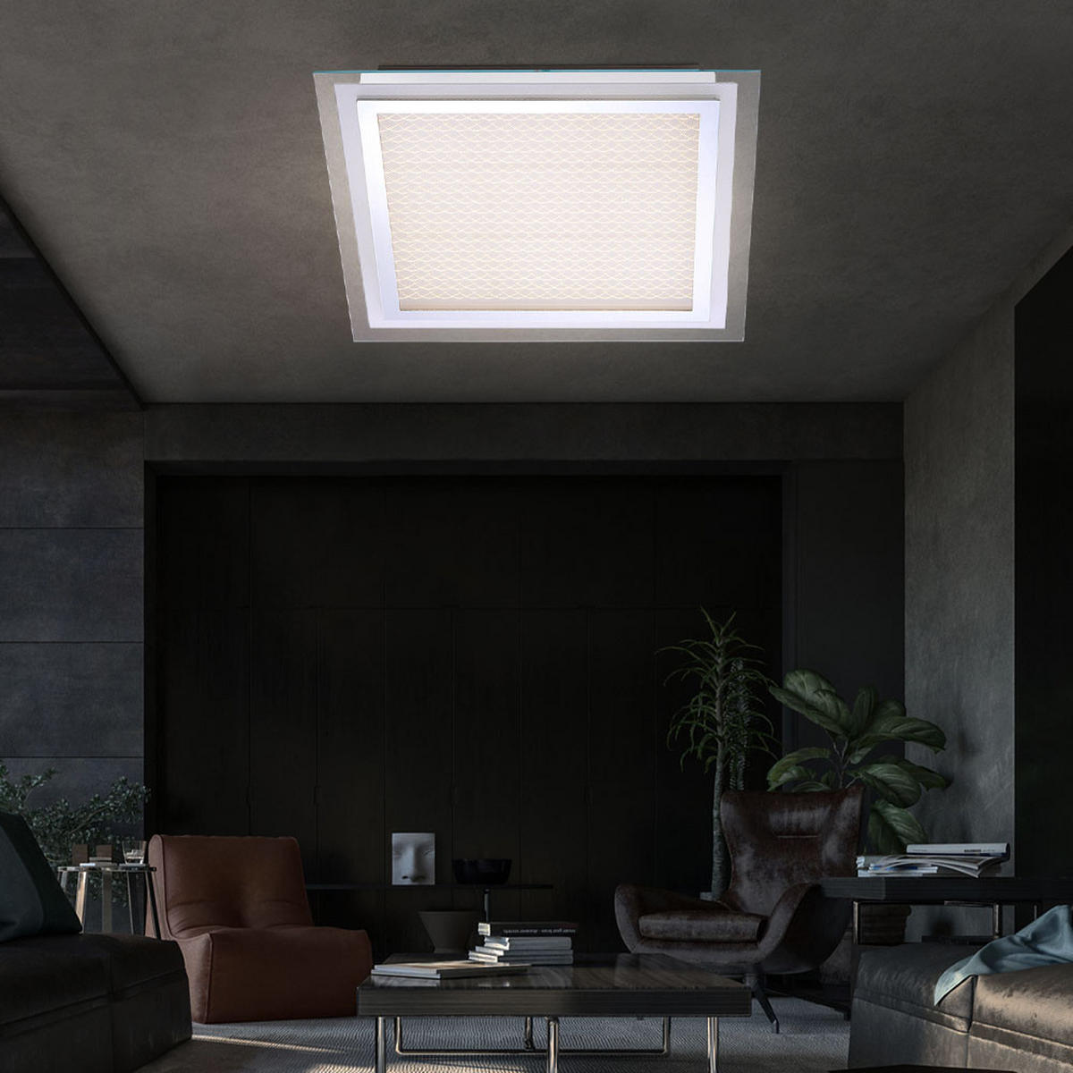 LED DECKENLEUCHTE Aluminium Chrom Silber - Silberfarben, Glas (44.5/44.5/8cm)