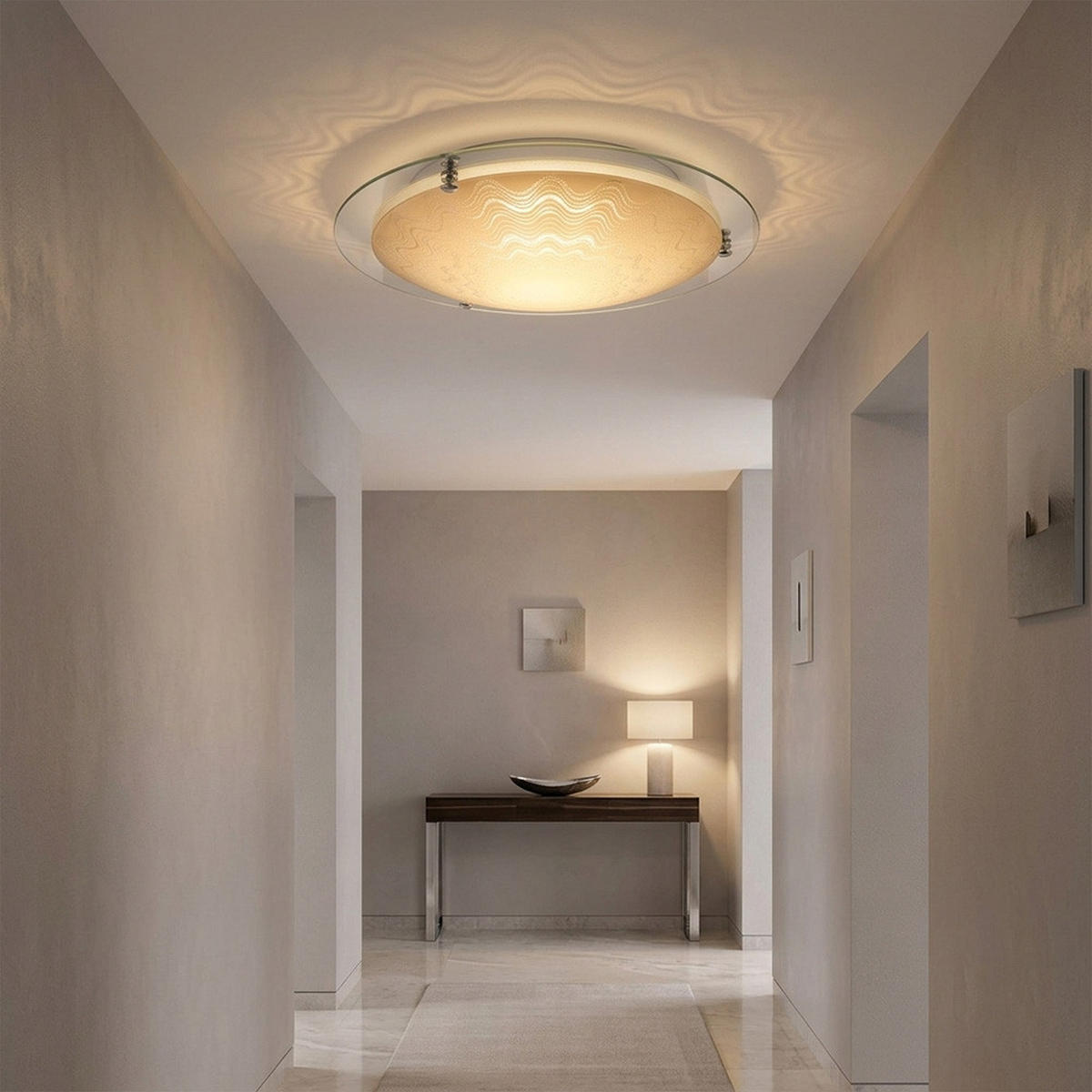 LED DECKENLEUCHTE Metall Chrom Klar - Klar, Glas (41.5/41.5/8.5cm) - Globo Lighting