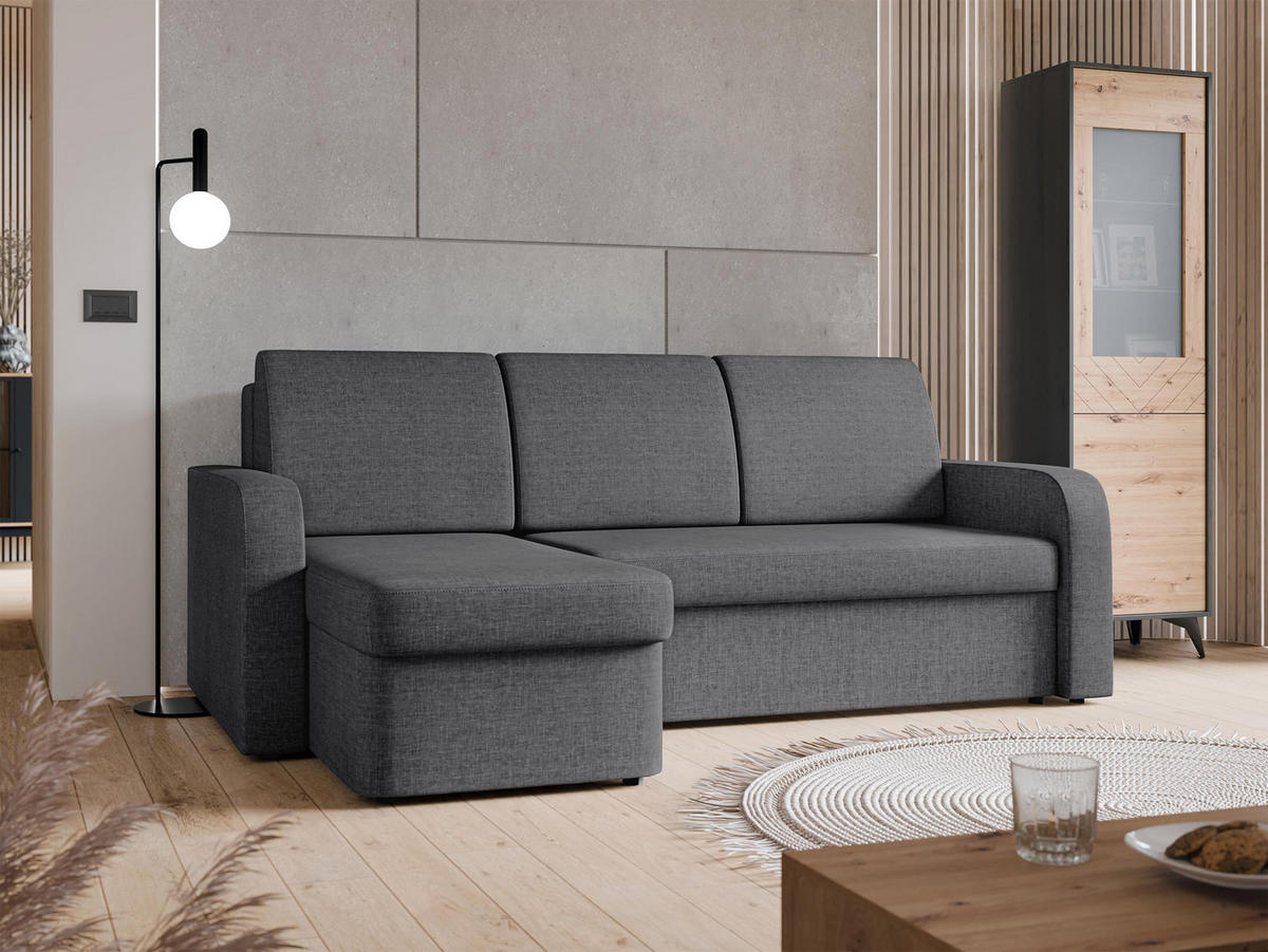 ECKSOFA Totii - Schwarz/Grau, Holz/Kunststoff (210/153cm) - MIRJAN24
