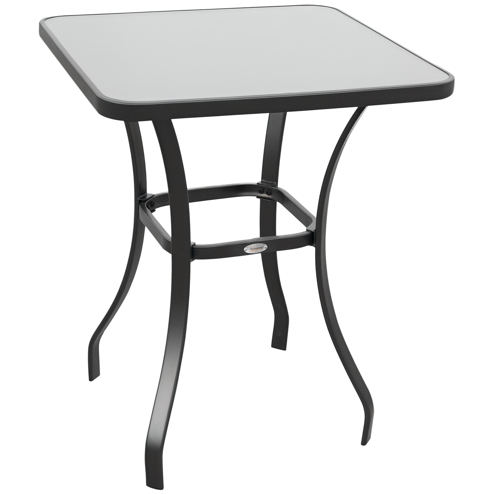 BALKONTISCH DE-14075 68x68 cm mit Granitglas Grau - Grau, Metall (68.5/68.5/84cm) - ComfortXL