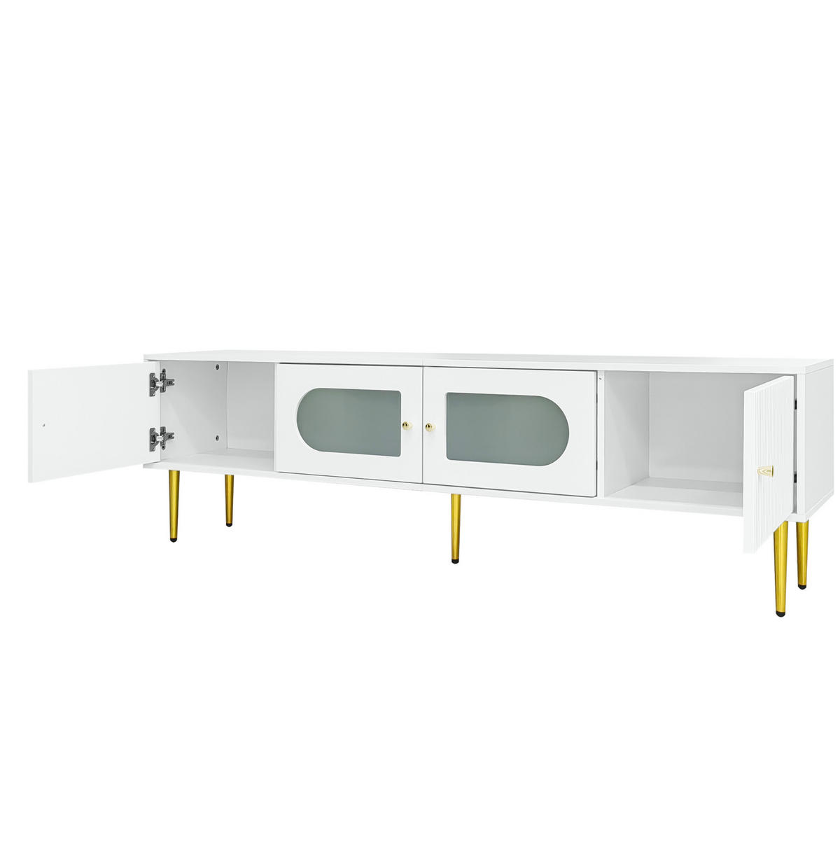 TV ormarić 170/35/50 cm od iverice s otvorima za kabele i tihim šarkama, Bijela - bijela, drvni materijal (140/38/38cm) - Redom