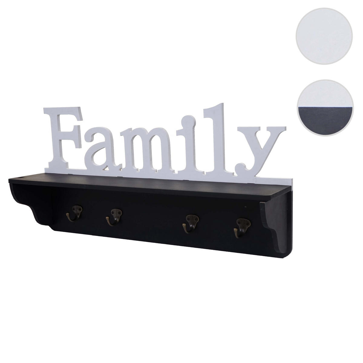 WANDGARDEROBE FAMILY Schwarz, Reinweiß - Schwarz/Weiß, Holz (60/30/13cm) - MCW