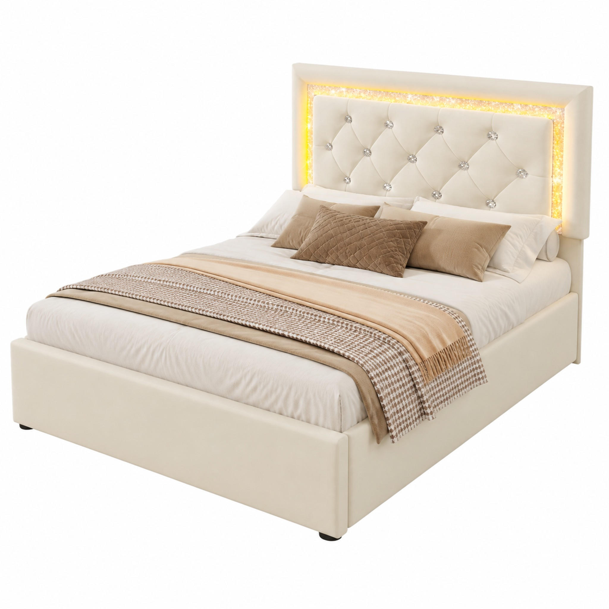 Beauniv Polsterbett Beige 90x200 cm