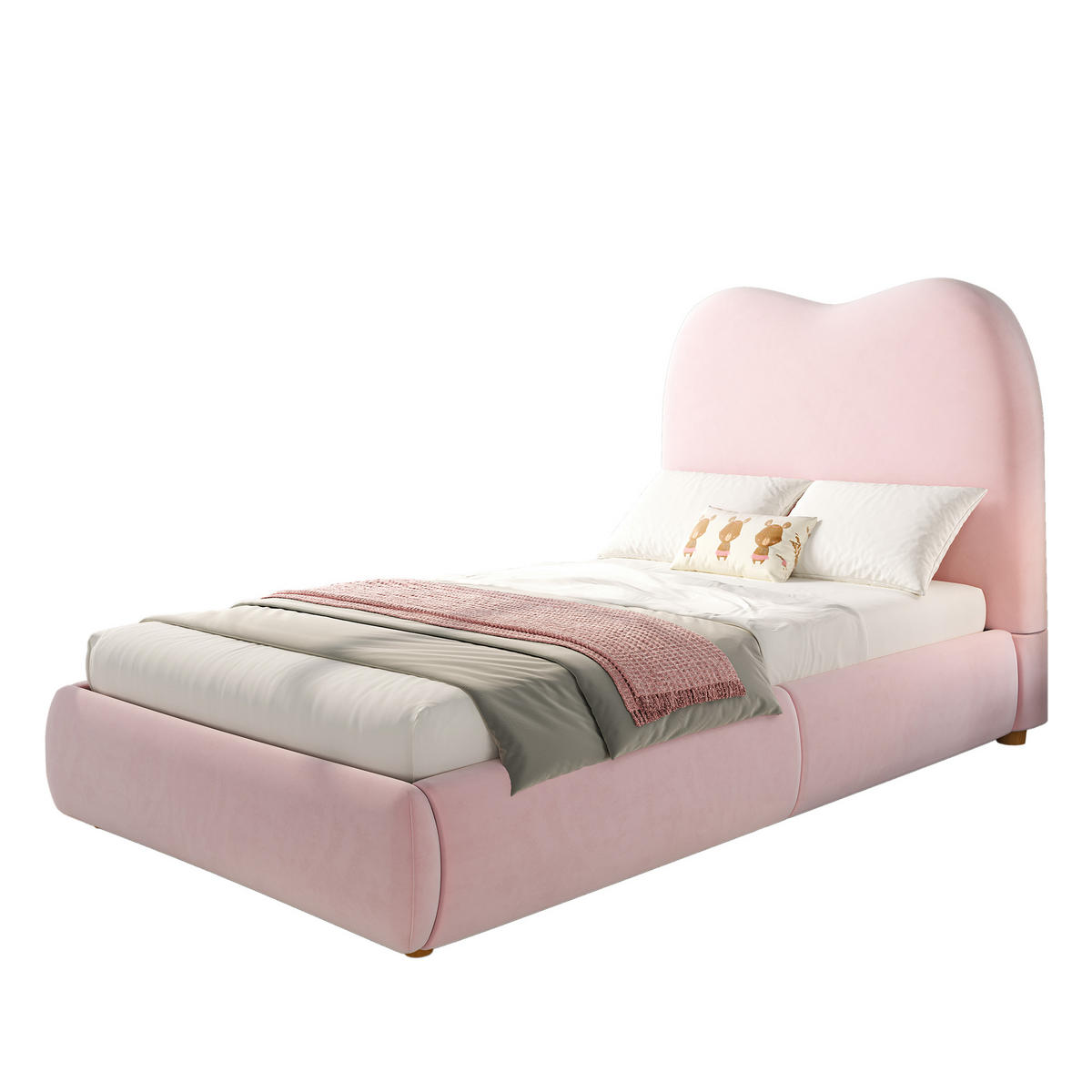 POLSTERBETT 90/200 cm Pink Samt mit hydraulischem Bettkasten und Lattenrost - Rosa, Textil (90/200cm) - OKWISH