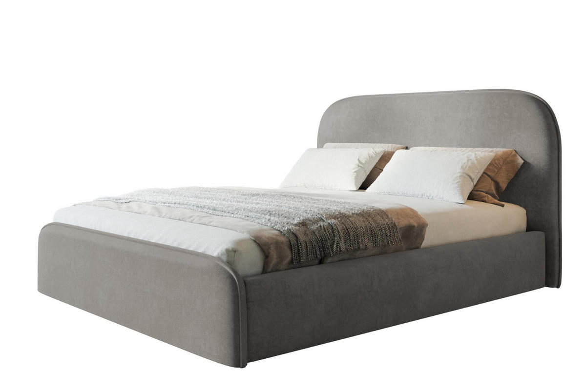 BETT 90x200 - Polsterbett mit Bettkasten und Metallrahmen - Modern Betten - Weicher Jasminstoff - Kollektion Vienna - Grau - Grau, Holz/Textil (90/200cm) - Alpi-Möbel
