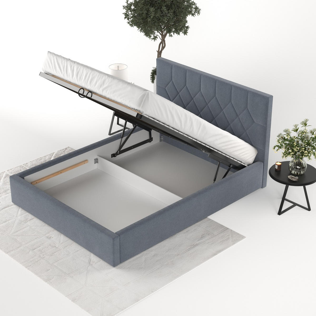 POLSTERBETT Brisa 180/200 cm Blau im Asti Stoff - Blau/Schwarz, Holz/Holzwerkstoff (180/200cm) - AltaBeds