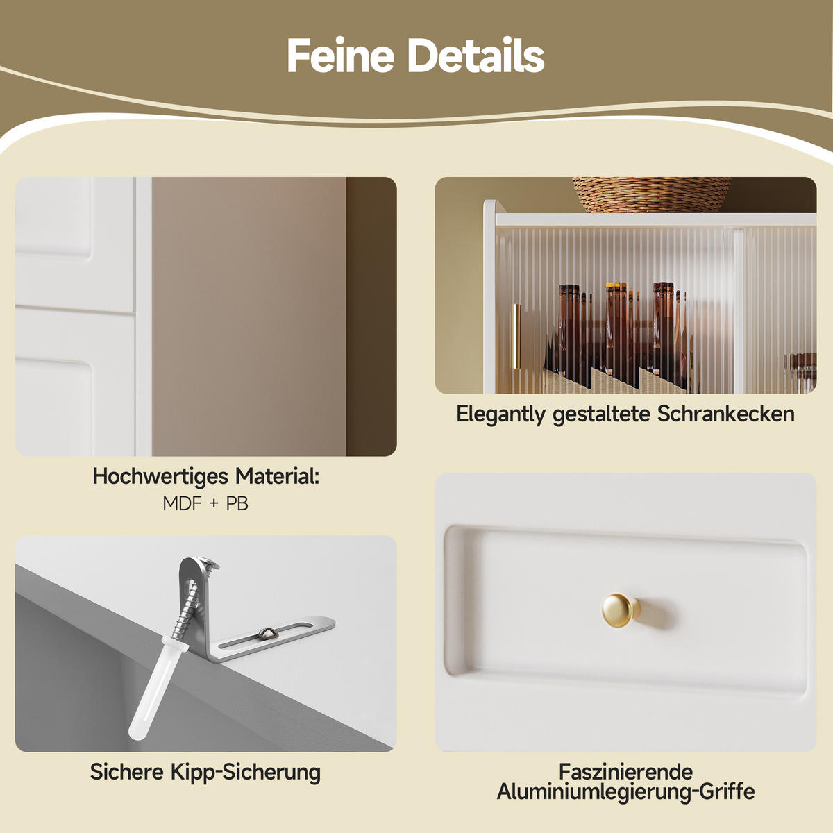 KÜCHENSCHRANK Hochschrank LED Verstellbare Ablagen Weiß - Weiß, Holzwerkstoff (120/167/35cm) - FLIEKS