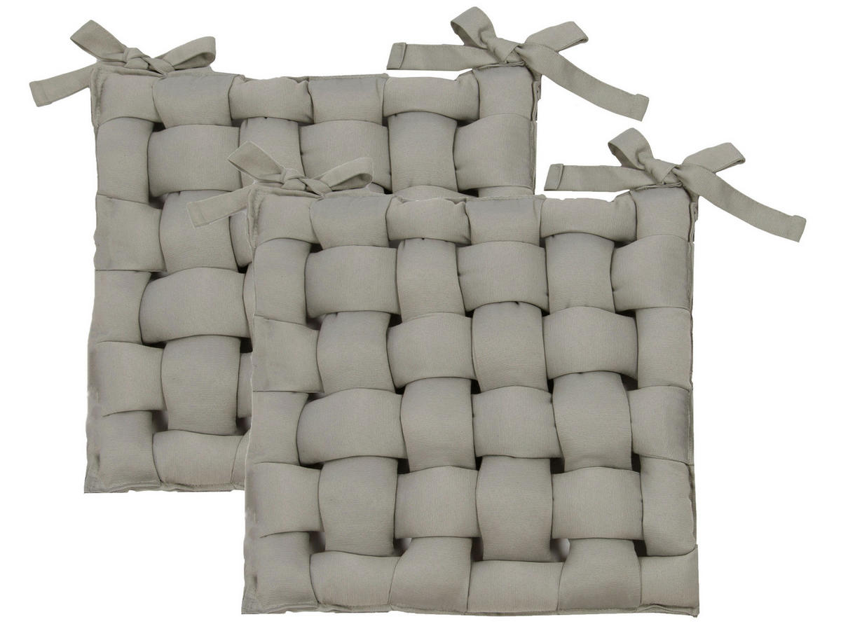STUHLKISSEN, 2er-Set, 40x40 cm, 55% Baumwolle, 45% Polyester, Grau - Hellgrau, Textil (40/40/4cm) - Zollner