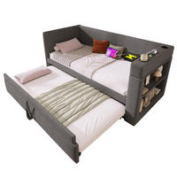 POLSTERBETT 90/190 cm Grau mit USB- und Type-C-Anschlüssen - Grau, Textil (90/190cm) - Flora Grace
