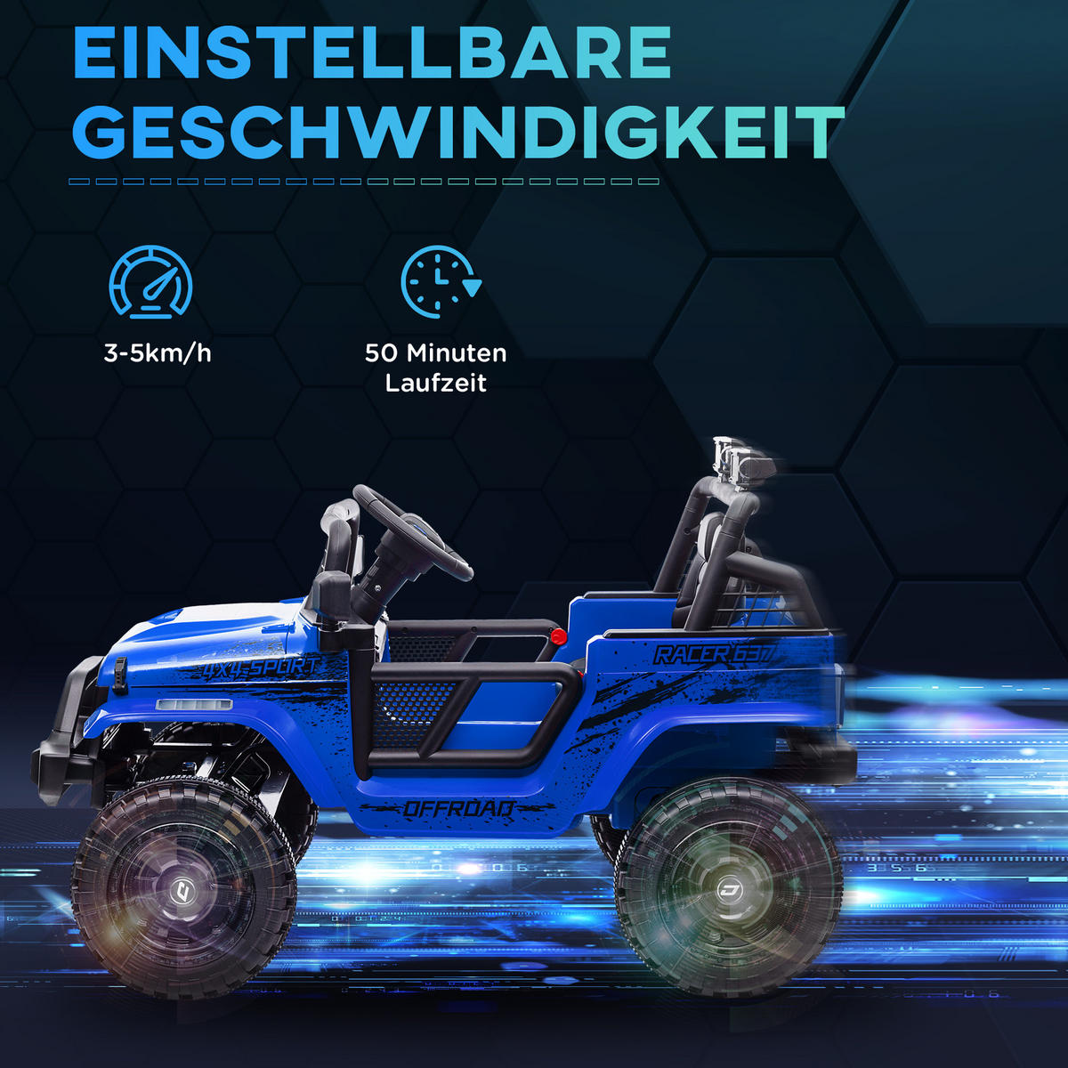 KINDER-ELEKTROAUTO DE-06201 mit sanfter Federung und Fernbedienung Blau - Blau, Kunststoff/Metall (109/67/68.5cm) - ComfortXL