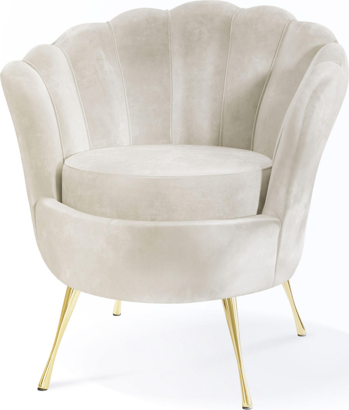 SESSEL Muschel in Beige - Beige/Goldfarben, Textil (82/70/55cm) - WFL GROUP