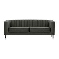 DREISITZER SOFA Slender-Velluto 19 - Dunkelgrau, Holz/Textil (201/71/83cm) - SLF24