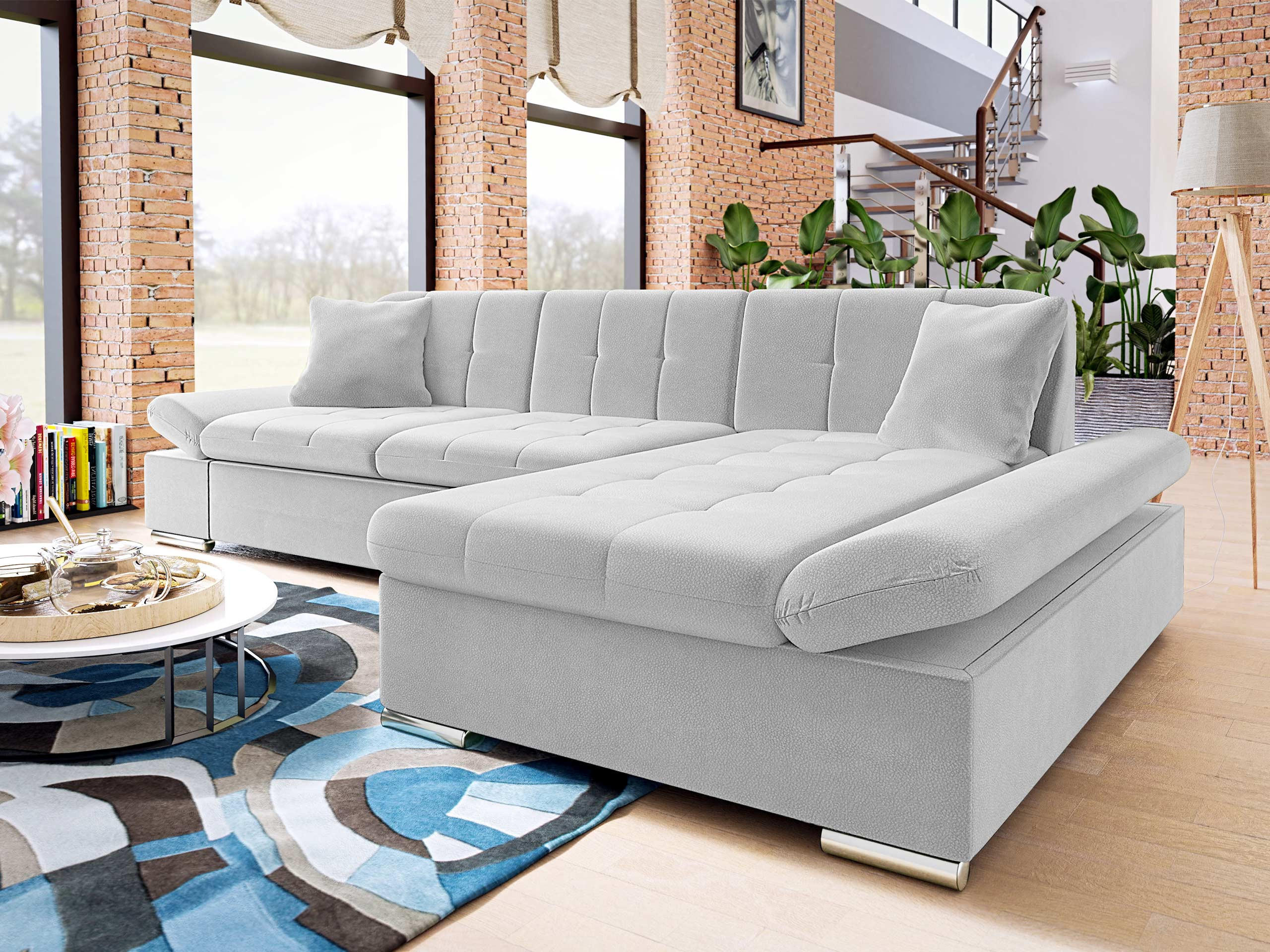 ECKSOFA Malwi Premiumi, Seite: Rechts - Silberfarben, Holz/Textil (278/161cm) - MIRJAN24