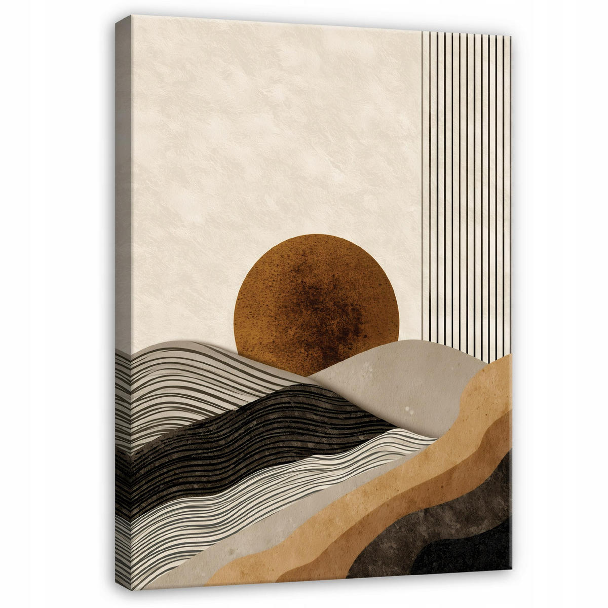 LEINWANDBILD Abstrakt Art Deco Beige 70x100 cm - Multicolor, Holzwerkstoff (70/100cm) - Wallarena