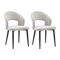 STUHL 2er-Set - Stoff & schwarzes Metall - Grau - NIYAMA - Hellgrau, Textil (56/81/50cm) - Vente-Unique