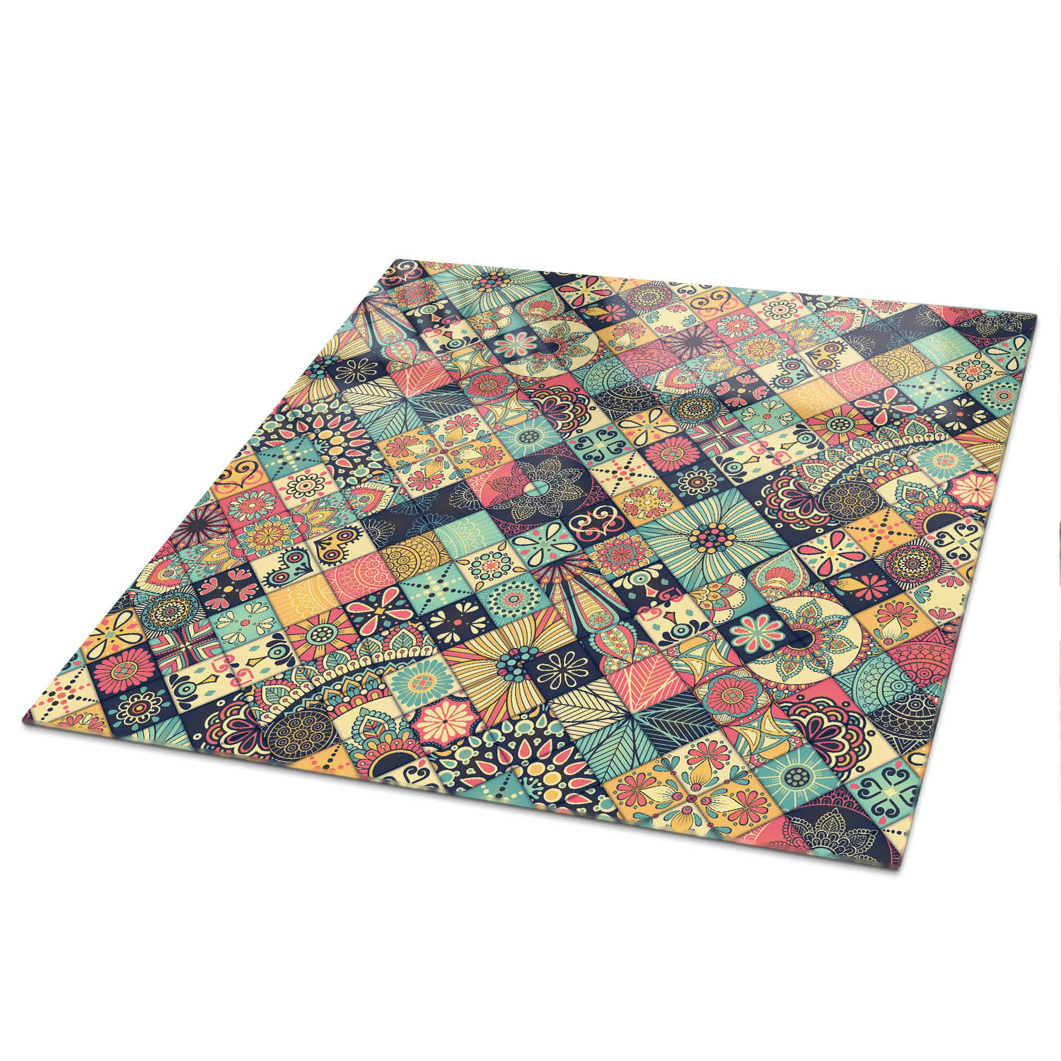 TISCHPLATTE 50x50 cm – Mosaik der Farben - Beige, Glas (50/50/0.4cm) - Wallfluent
