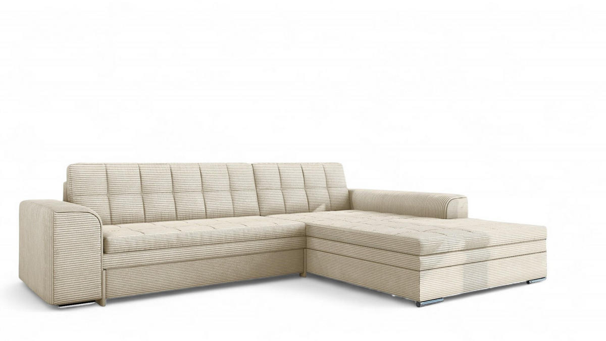 ECKSOFA Lusaka Mit Schlaffunktion - Creme, Holzwerkstoff/Textil (198/292cm) - Fun Möbel