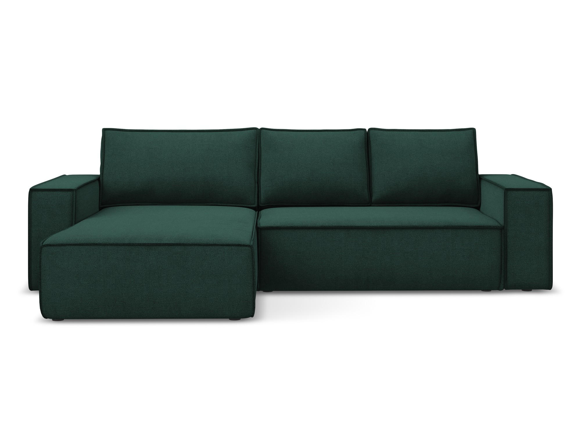 ECKSOFA mit Schlaffunktion Strukturstoff Stoff Grün - Dunkelgrün/Schwarz, Kunststoff/Textil (185/290cm) - Makamii
