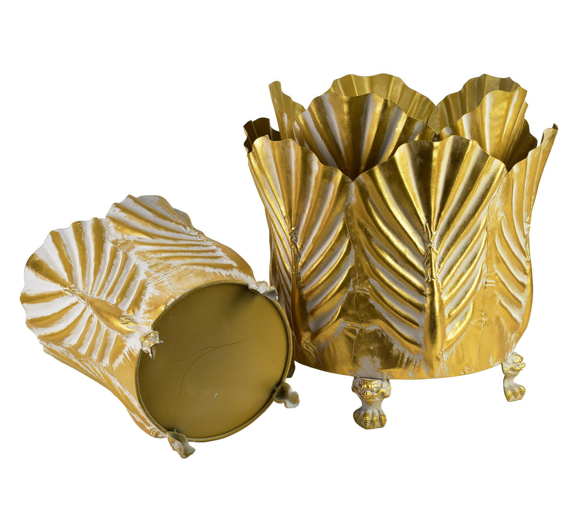 BLUMENTOPF Marina 3er Set Gold 47/47/42 cm Metall - Goldfarben, Metall (47/42/47cm) - Mondex