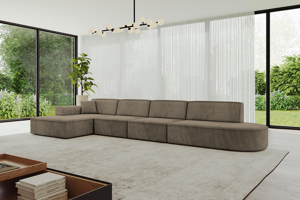 ECKSOFA Ottomane Links IREA-L3-v3 - 413x171x79 cm Braun - Braun, Holzwerkstoff/Textil (413/171cm) - ALTDECOR