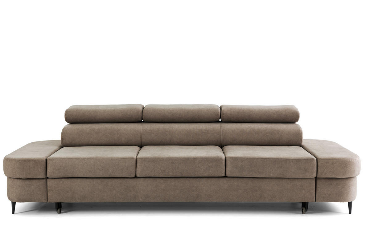 3-SITZER Sofa PRIAM mit Schlaffunktion 125x317 Velours Beige - Beige/Schwarz, Holz/Textil (278/95/102cm) - Muffo