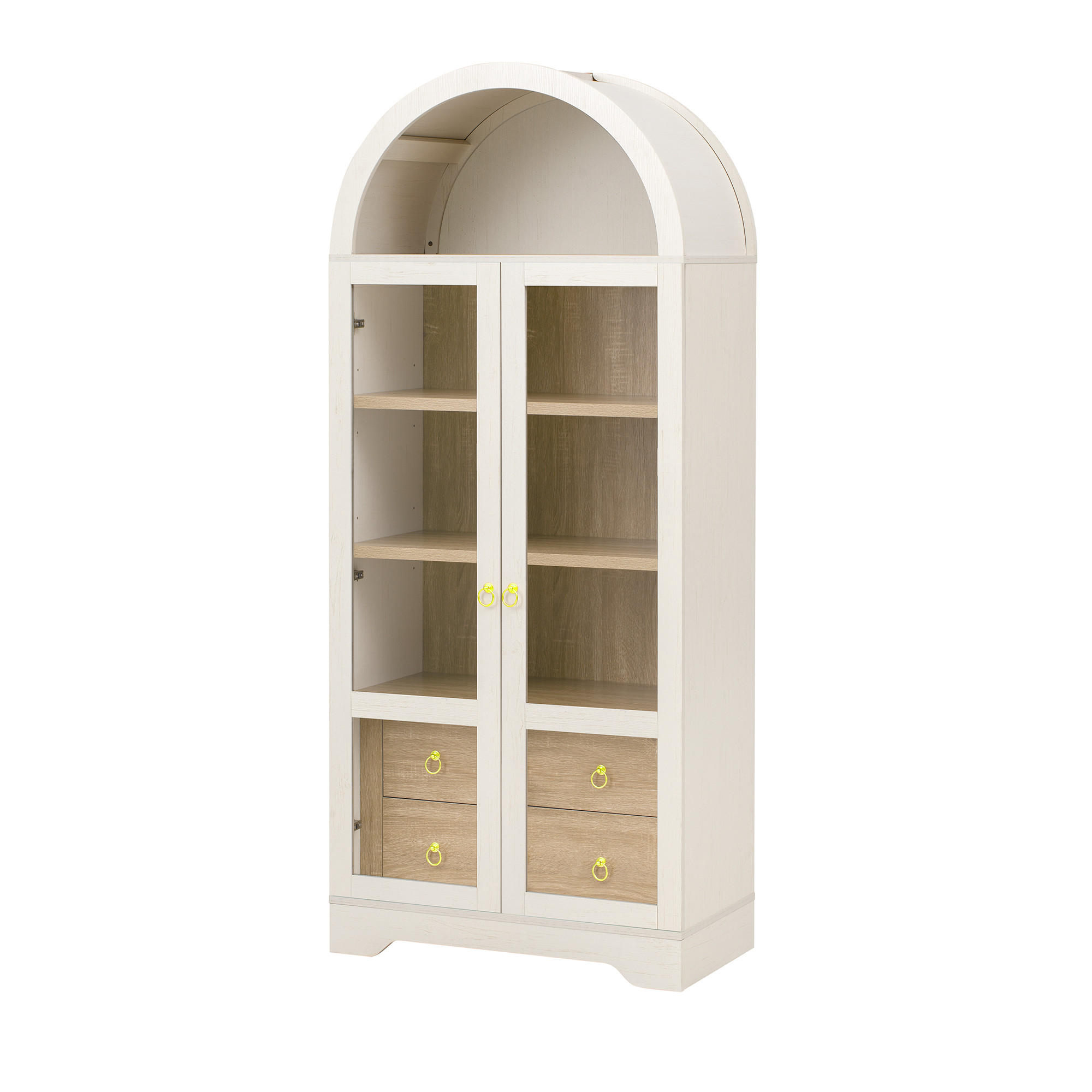 HIGHBOARD DE-38324 76/40/180 cm mit transparentem Glas und 2 Schubladen Weiß - Weiß, Holzwerkstoff (76.2/180/40.1cm) - ComfortXL