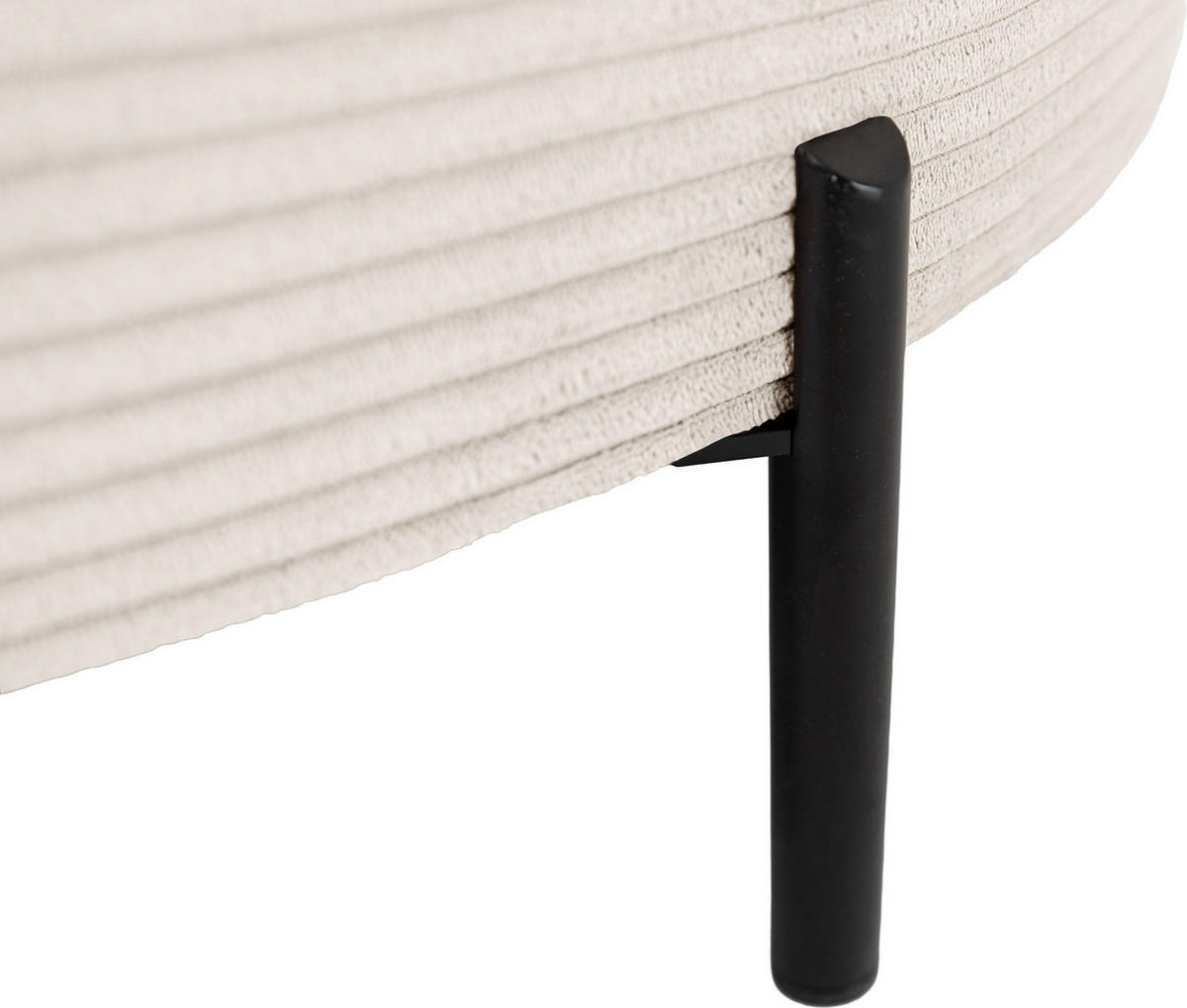 ECKSOFA Hana Loft 3-Sitzer Ecke Links, Cordstoff Chenille, Creme 241/80/168 cm - Creme/Schwarz, Textil/Metall (241/168cm) - WFL GROUP