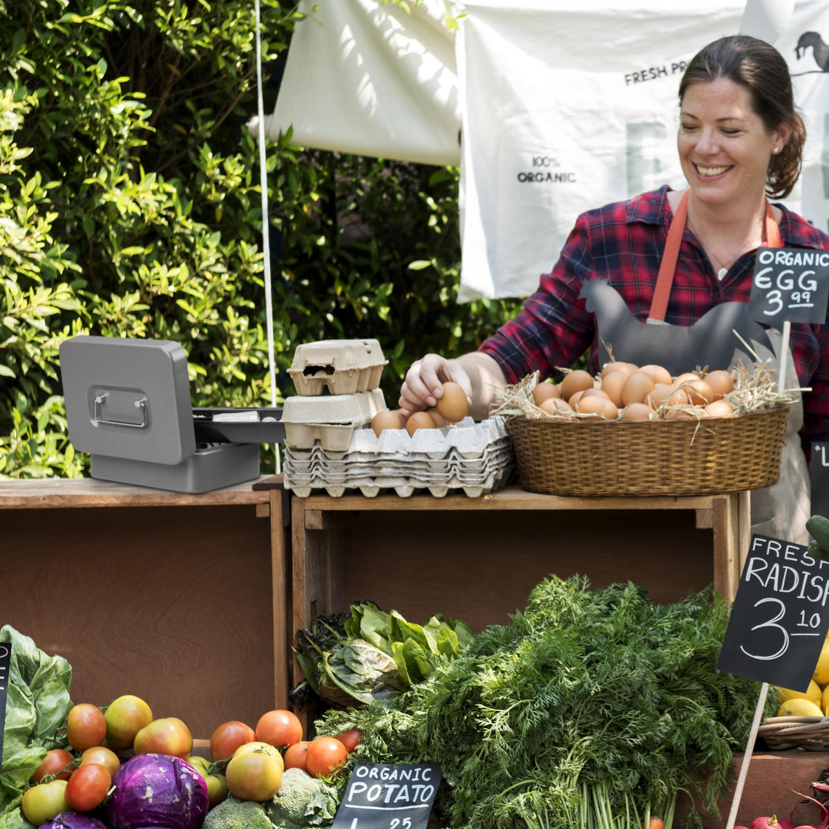 POKLADŇA - biela, kov/plast (20/8.5/17cm) - Relaxdays