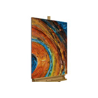 ACRYLBILD HANDGEMALT 60/90 cm - Blau/Kupferfarben, Holz/Textil (60/90cm) - KUNSTLOFT