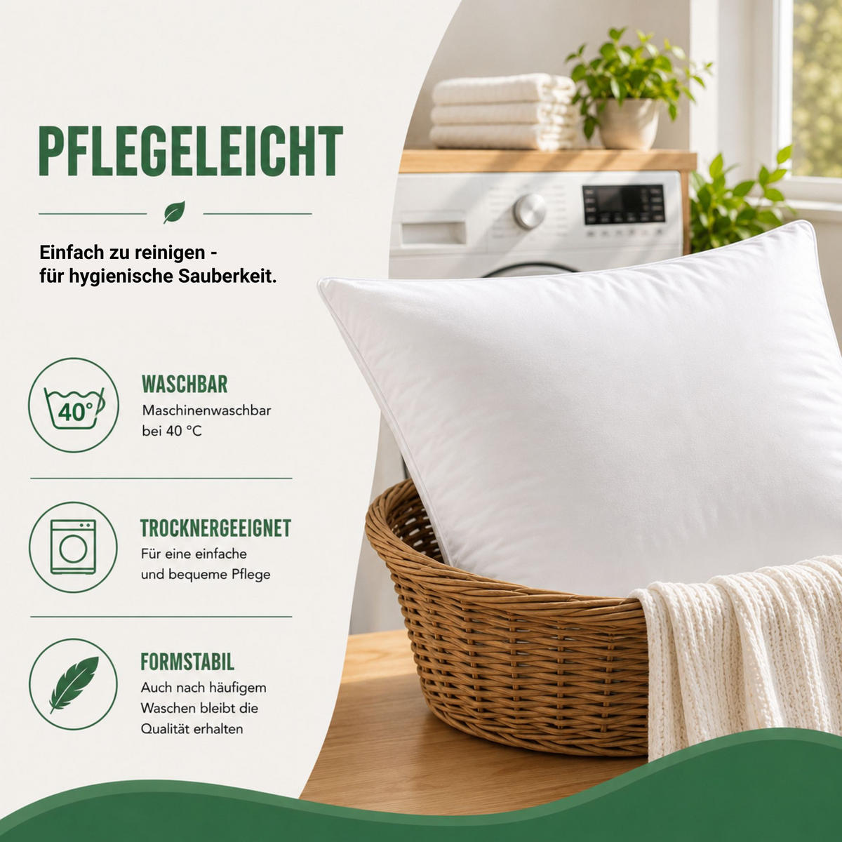 KOPFKISSEN Tierwohl Downpass Federn 80x80 cm - Weiß, Textil (80/80cm) - Bestlivings