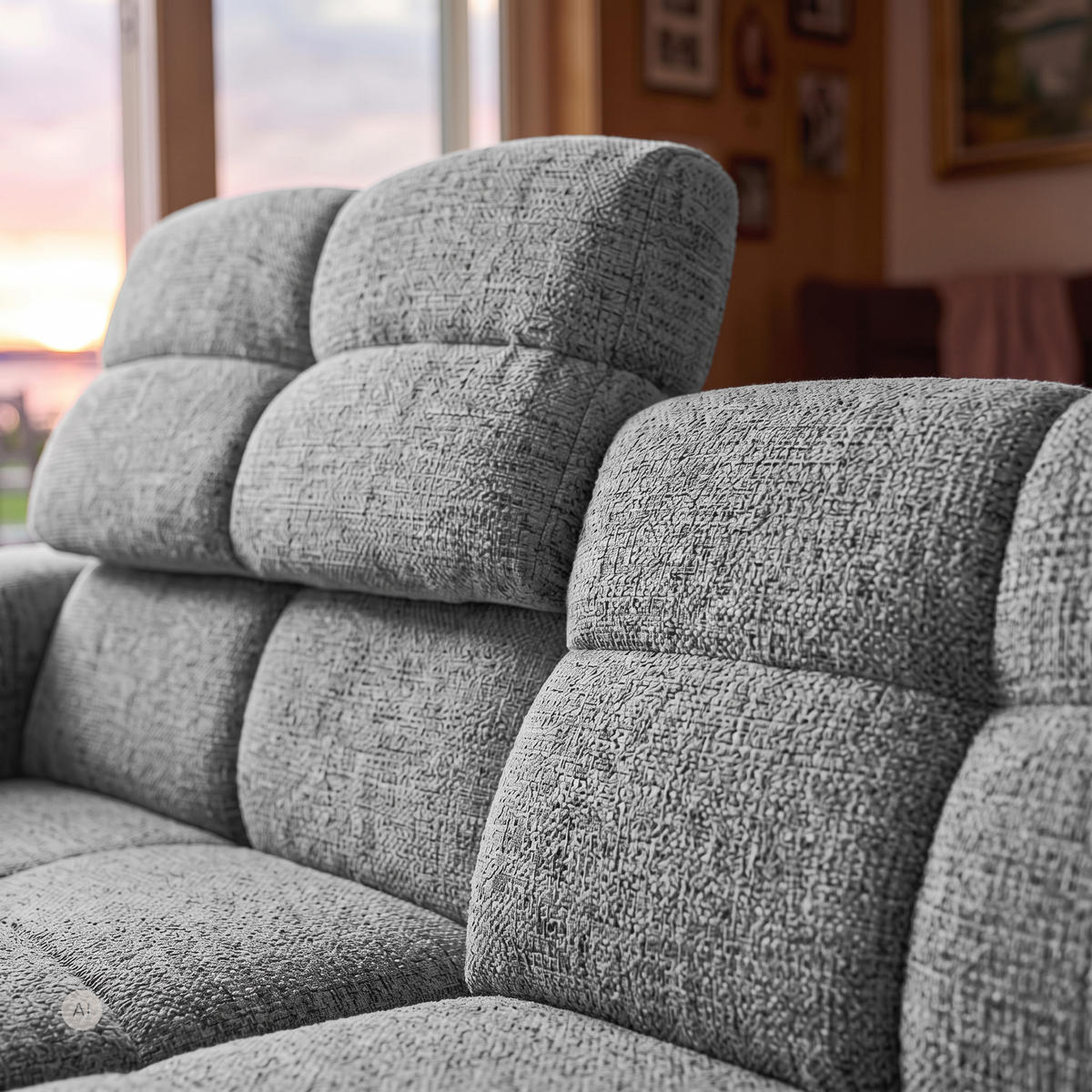 ECKSOFA TENDER Links mit Schlaffunktion und Verstellbare Kopfstützen, Chenille grau - Schwarz/Grau, Holz/Kunststoff (315/176cm) - Muffo