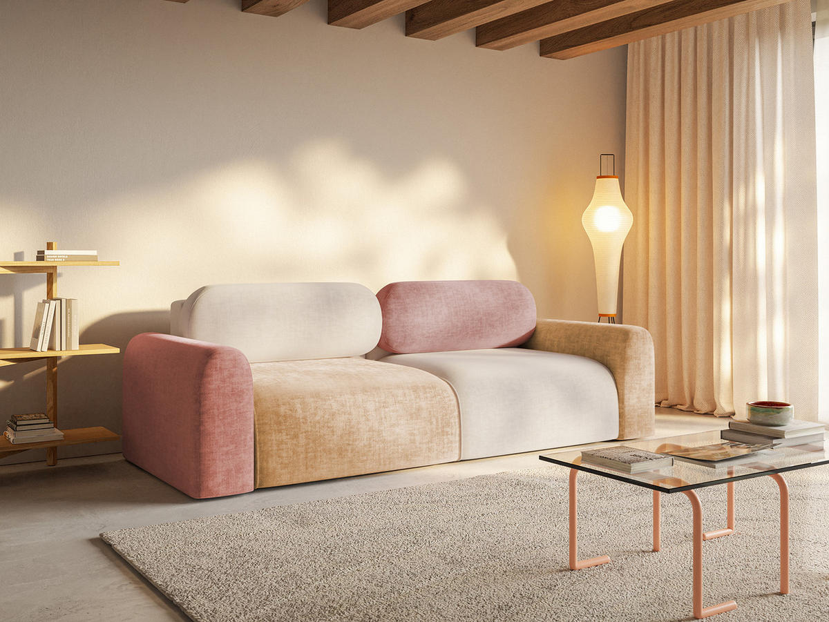 SOFA Sofa Tolfa mit Schlaffunktion, Mehrfarbig - Multicolor, Textil (246/100cm) - Fedve