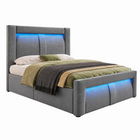 BETT mit Stauraum und LED 90x200 cm Samt Grau - Grau, Metall (90/200cm) - Meubliv