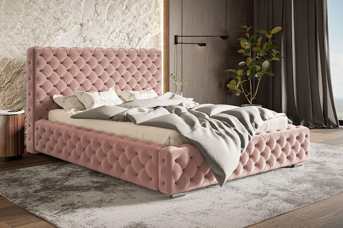 BETT Rosa BEN 15 Metallrahmen 200x200 cm - Rosa, Textil (200/200cm) - Sepro Meble