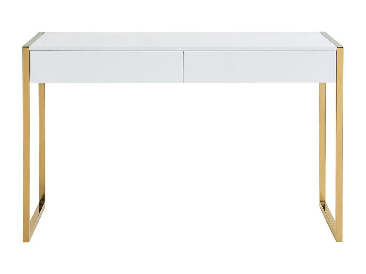 SCHREIBTISCH mit 2 Schubladen - MDF & Metall - Goldfarben & Weiß - MASON - Weiß, Holz (120/60/75cm) - Pascal Morabito